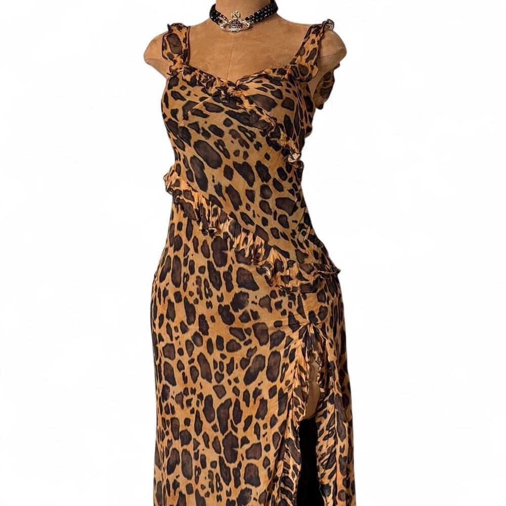 Zara leopard print ruffle midi